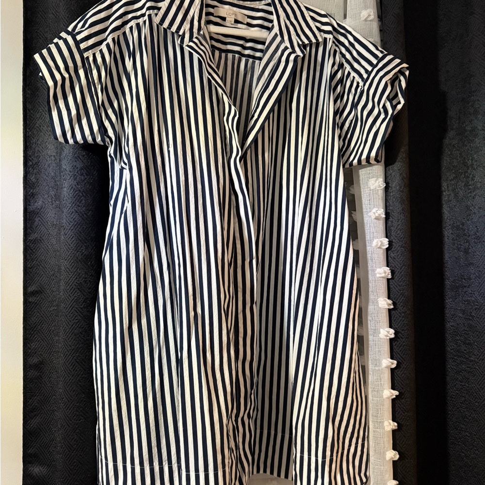Loft Striped Short Sleeve Shirt Dress